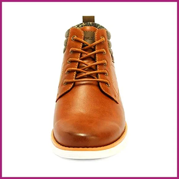 Water-Resistant PU Leather Chukka Boots with Lace-Up Closure